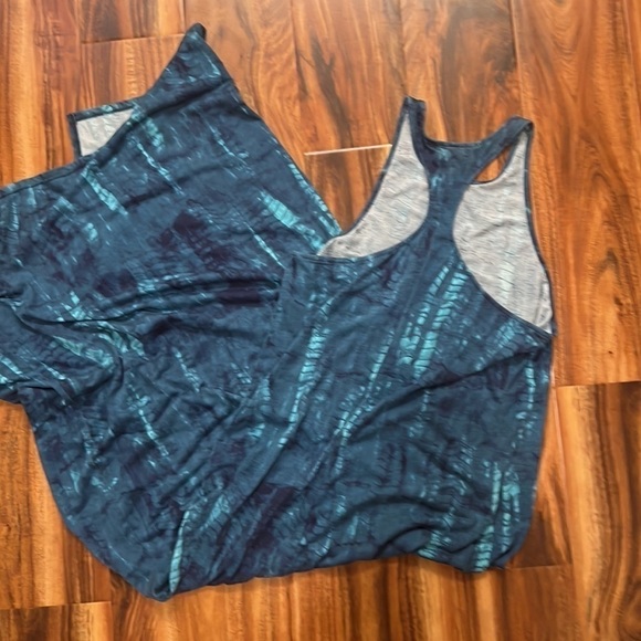 American Eagle Outfitters Blue Tie Dye Watercolor Racerback Maxi Tank Dress -M - Picture 7 of 7